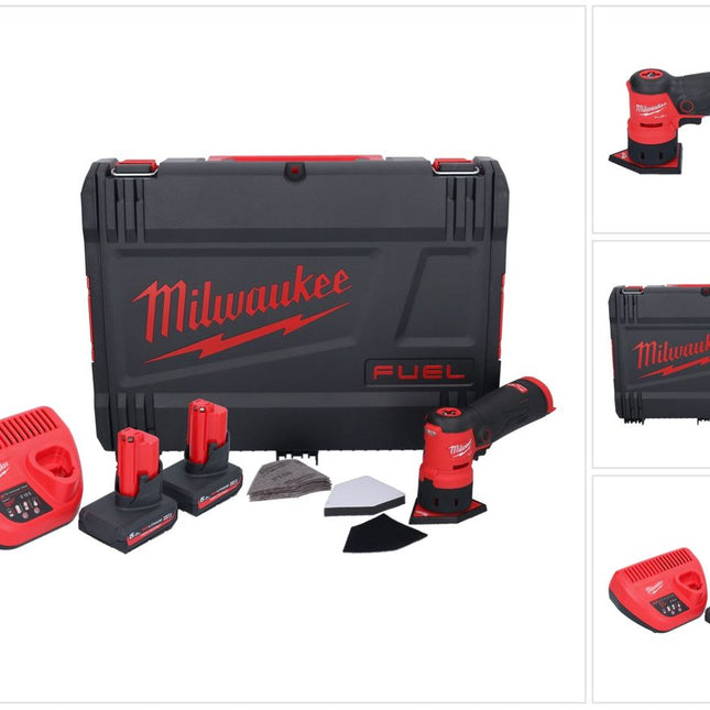 Amoladora puntual de batería Milwaukee M12 FDSS-502X 12 V 88,8 x 63,5 mm sin escobillas + 2x batería 5,0 Ah + cargador + caja HD
