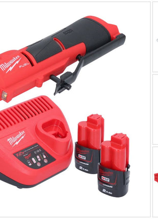 Milwaukee M12 FTB-202 akumulatorowa frezarka do opon 12 V 7/16" Hex bezszczotkowa + 2x akumulator 2,0 Ah + ładowarka