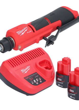 Milwaukee M12 FTB-202 akumulatorowa frezarka do opon 12 V 7/16" Hex bezszczotkowa + 2x akumulator 2,0 Ah + ładowarka