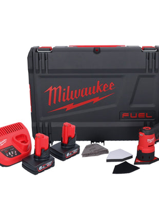 Meuleuse à pointes sur batterie Milwaukee M12 FDSS-602X 12 V 88,8 x 63,5 mm sans balais + 2x batterie 6,0 Ah + chargeur + boîtier HD