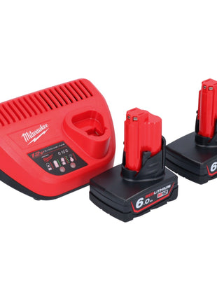 Meuleuse à pointes sur batterie Milwaukee M12 FDSS-602X 12 V 88,8 x 63,5 mm sans balais + 2x batterie 6,0 Ah + chargeur + boîtier HD