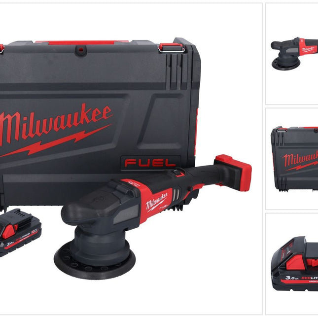 Pulidora excéntrica a batería Milwaukee M18 FROP21-301X 18 V 150 mm sin escobillas + 1x batería 3.0 Ah + caja HD - sin cargador