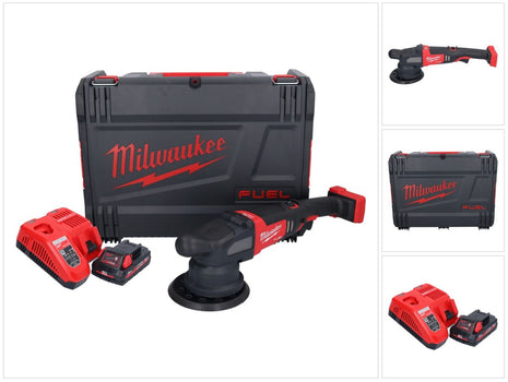 Pulidora excéntrica a batería Milwaukee M18 FROP21-301X 18 V 150 mm sin escobillas + 1x batería 3.0 Ah + cargador + caja HD