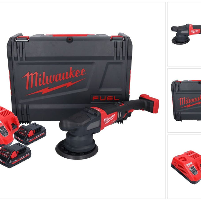 Pulidora excéntrica a batería Milwaukee M18 FROP21-302X 18 V 150 mm sin escobillas + 2x baterías 3.0 Ah + cargador + caja HD