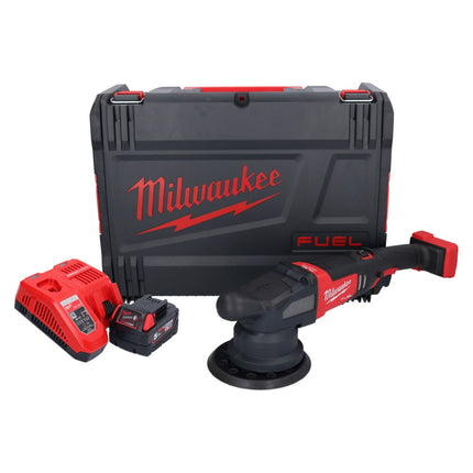 Pulidora excéntrica a batería Milwaukee M18 FROP21-501X 18 V 150 mm sin escobillas + 1x batería 5,0 Ah + cargador + caja HD