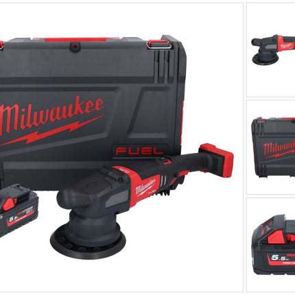 Pulidora excéntrica a batería Milwaukee M18 FROP21-551X 18 V 150 mm sin escobillas + 1x batería 5,5 Ah + caja HD - sin cargador