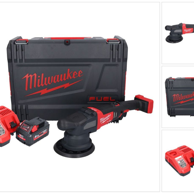 Pulidora excéntrica a batería Milwaukee M18 FROP21-551X 18 V 150 mm sin escobillas + 1x batería 5,5 Ah + cargador + caja HD