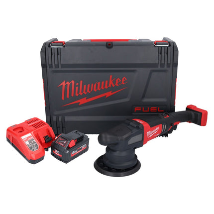 Pulidora excéntrica a batería Milwaukee M18 FROP21-551X 18 V 150 mm sin escobillas + 1x batería 5,5 Ah + cargador + caja HD