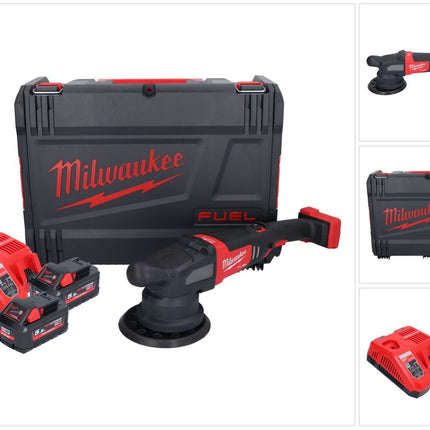 Pulidora excéntrica a batería Milwaukee M18 FROP21-552X 18 V 150 mm sin escobillas + 2x baterías 5,5 Ah + cargador + caja HD