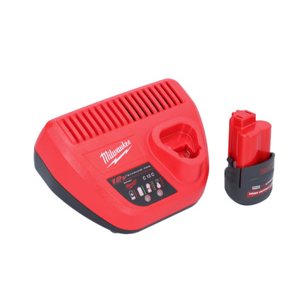 Milwaukee M12 FTB-251 Rascador de neumáticos sin cable 12 V 7/16" Hex Sin escobillas + 1x batería recargable 2,5 Ah + cargador