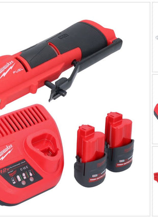 Milwaukee M12 FTB-252 akumulatorowa frezarka do opon 12 V 7/16" Hex bezszczotkowa + 2x akumulator 2,5 Ah + ładowarka