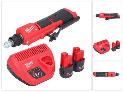 Milwaukee M12 FTB-252 akumulatorowa frezarka do opon 12 V 7/16" Hex bezszczotkowa + 2x akumulator 2,5 Ah + ładowarka