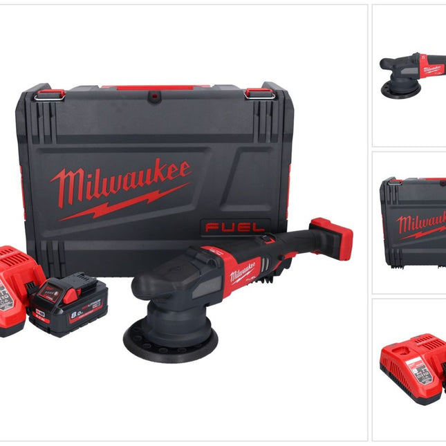 Pulidora excéntrica a batería Milwaukee M18 FROP21-801X 18 V 150 mm sin escobillas + 1x batería 8,0 Ah + cargador + caja HD