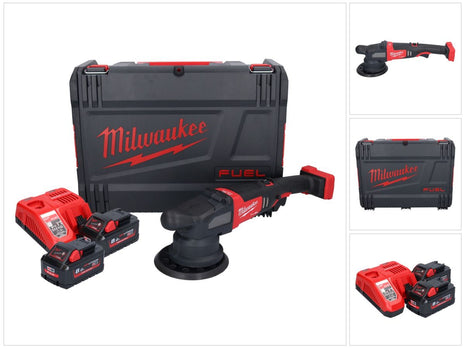 Pulidora excéntrica a batería Milwaukee M18 FROP21-802X 18 V 150 mm sin escobillas + 2x baterías 8,0 Ah + cargador + caja HD