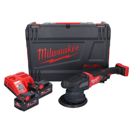 Pulidora excéntrica a batería Milwaukee M18 FROP21-802X 18 V 150 mm sin escobillas + 2x baterías 8,0 Ah + cargador + caja HD