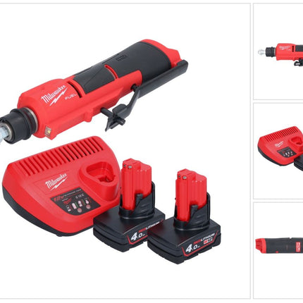 Milwaukee M12 FTB-402 desbastadora de neumáticos a batería 12 V 7/16" Hex Brushless + 2x batería 4.0 Ah + cargador