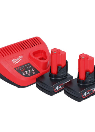 Milwaukee M12 FTB-402 Akumulatorowa frezarka do opon 12 V 7/16" Hex bezszczotkowa + 2x akumulator 4,0 Ah + ładowarka