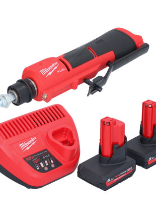 Milwaukee M12 FTB-502 desbastadora de neumáticos a batería 12 V 7/16" Hex Brushless + 2x batería 5.0 Ah + cargador