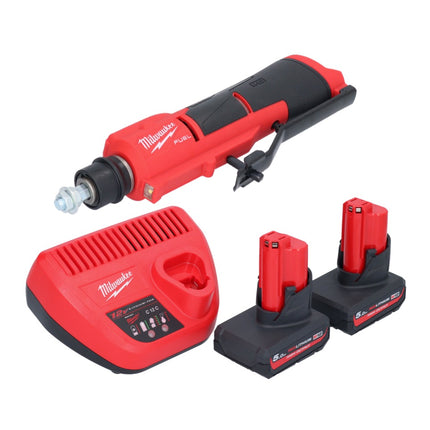 Milwaukee M12 FTB-502 Ponceuse à pneu sans fil 12 V 7/16" Hex Brushless + 2x batterie 5,0 Ah + chargeur