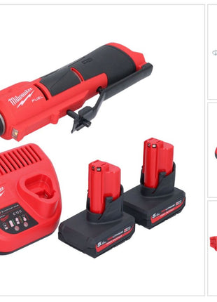 Milwaukee M12 FTB-502 akumulatorowa frezarka do opon 12 V 7/16" Hex bezszczotkowa + 2x akumulator 5,0 Ah + ładowarka