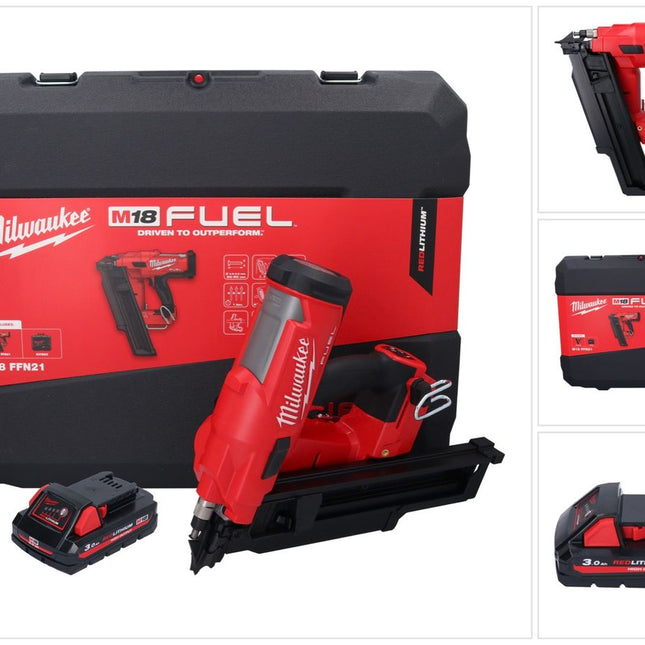 Clavadora a batería Milwaukee M18 FFN21-301C 18 V 50 - 90 mm sin escobillas + 1x batería 3.0 Ah + maletín - sin cargador