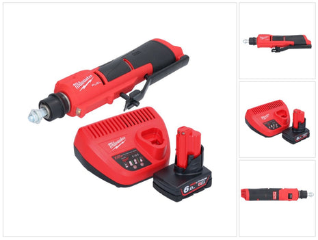 Milwaukee M12 FTB-601 desbastadora de neumáticos a batería 12 V 7/16" Hex Brushless + 1x batería 6,0 Ah + cargador