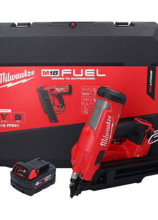 Milwaukee M18 FFN21-401C Gwoździarka akumulatorowa 18 V 50 - 90 mm bezszczotkowa + 1x akumulator 4,0 Ah + walizka - bez ładowarki