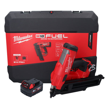 Clavadora a batería Milwaukee M18 FFN21-401C 18 V 50 - 90 mm sin escobillas + 1x batería 4,0 Ah + maletín - sin cargador