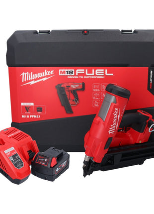 Clavadora a batería Milwaukee M18 FFN21-401C 18 V 50 - 90 mm sin escobillas + 1x batería 4,0 Ah + cargador + maletín