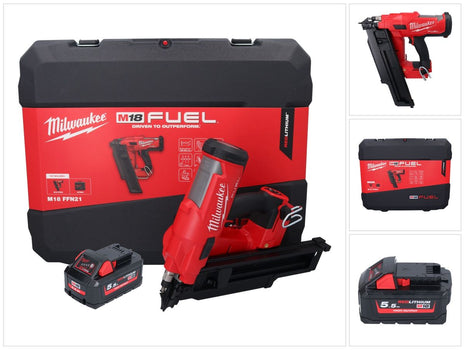 Milwaukee M18 FFN21-551C Akku Nagler 18 V 50 - 90 mm Brushless + 1x Akku 5,5 Ah + Koffer - ohne Ladegerät