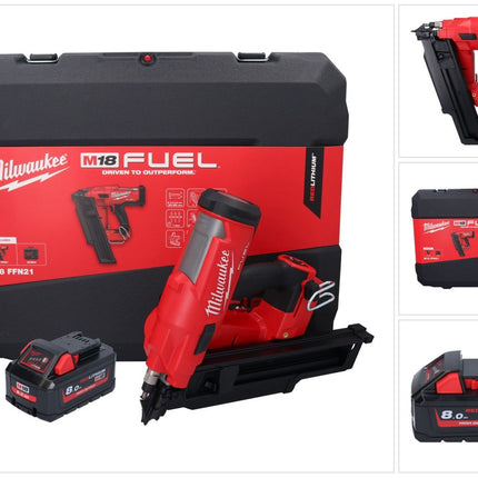 Clavadora a batería Milwaukee M18 FFN21-801C 18 V 50 - 90 mm sin escobillas + 1x batería 8,0 Ah + maletín - sin cargador