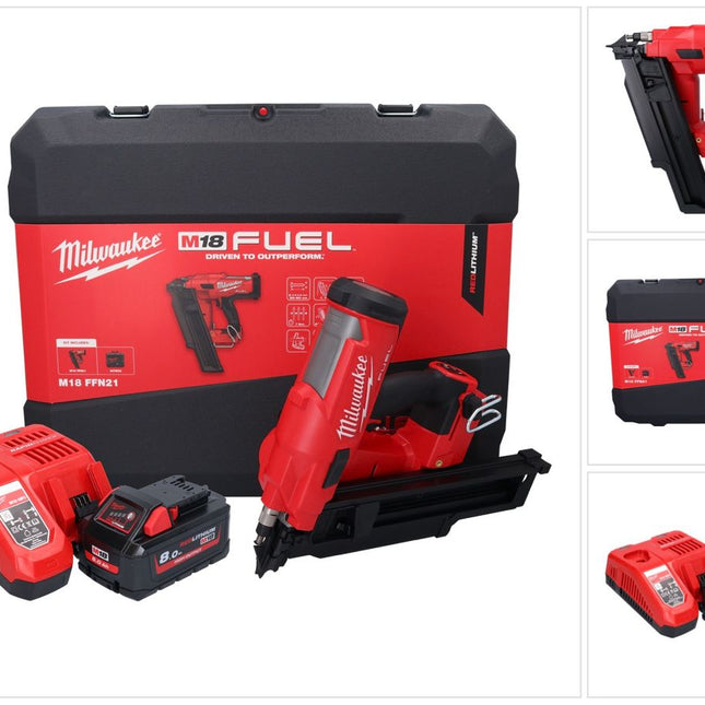 Clavadora a batería Milwaukee M18 FFN21-801C 18 V 50 - 90 mm sin escobillas + 1x batería 8,0 Ah + cargador + estuche
