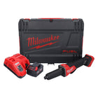 Milwaukee M18 FDGROVPDB-401X Akumulatorowa szlifierka prosta 18 V bezszczotkowa + 1x akumulator 4,0 Ah + ładowarka + pudełko HD