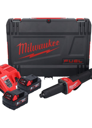 Amoladora recta a batería Milwaukee M18 FDGROVPDB-502X 18 V sin escobillas + 2x baterías 5.0 Ah + cargador + caja HD