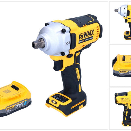 DeWalt DCF 892 N akumulatorowy klucz udarowy 18 V 812 Nm 1/2" bezszczotkowy + 1x akumulator Powerstack 1,7 Ah - bez ładowarki