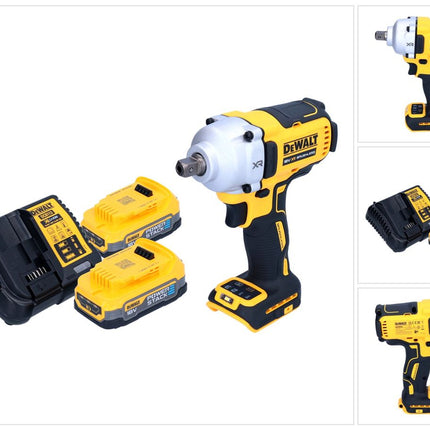 Akumulatorowy klucz udarowy DeWalt DCF 892 E2 18 V 812 Nm 1/2" bezszczotkowy + 2x akumulator Powerstack 1,7 Ah + ładowarka