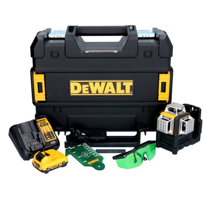 Dewalt DCE 089 D1G Láser multilínea sin cable 12 V 3x 360° verde + 1x batería recargable 2,0 Ah + cargador + TSTAK
