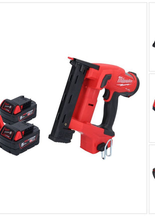 Milwaukee M18 FNCS18GS-502X Akku Tacker 18 V 9,5 - 38 mm Brushless + 2x Akku 5,0 Ah + Ladegerät + HD Box