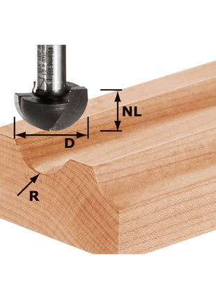 Festool HW S8 R6,35 Hohlkehlfräser 12,70 x 10 x 40 x 8 mm ( 490984 ) für Oberfräse OF 900, OF 1000, OF 1010, OF 1010 R, OF 1400, OF 2000, OF 2200