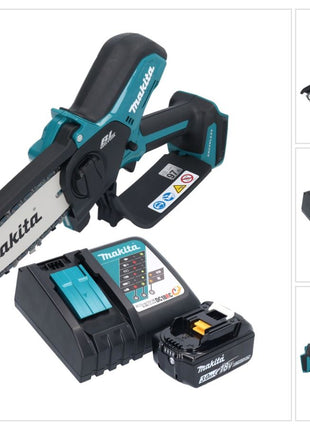 Makita DUC 150 RF01 Tronçonneuse à chaîne sans fil 18 V 15 cm Brushless + 1x batterie 3,0 Ah + chargeur