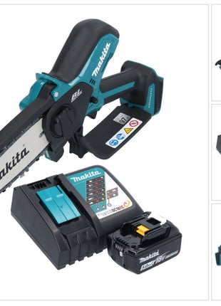 Makita DUC 150 RT01 tronçonneuse à chaîne sans fil 18 V 15 cm Brushless + 1x batterie 5,0 Ah + chargeur