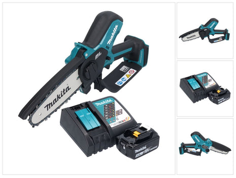 Makita DUC 150 RT01 Akumulatorowa pilarka łańcuchowa 18 V 15 cm bezszczotkowa + 1x akumulator 5,0 Ah + ładowarka