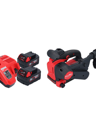 Lijadora de banda a batería Milwaukee M18 FBTS75-502 18 V 75 x 457 mm sin escobillas + 2x baterías 5,0 Ah + cargador