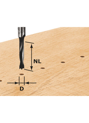 Broca para tacos Festool HW D3/16 3 x 16 x 55 x 8 mm (491065) para fresadora OF 900, OF 1000, OF 1010, OF 1010 R, OF 1400