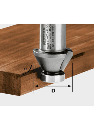 Fresa para biselar Festool HW 45°-OFK 500 (490090) para biselar bordes de plástico o madera maciza