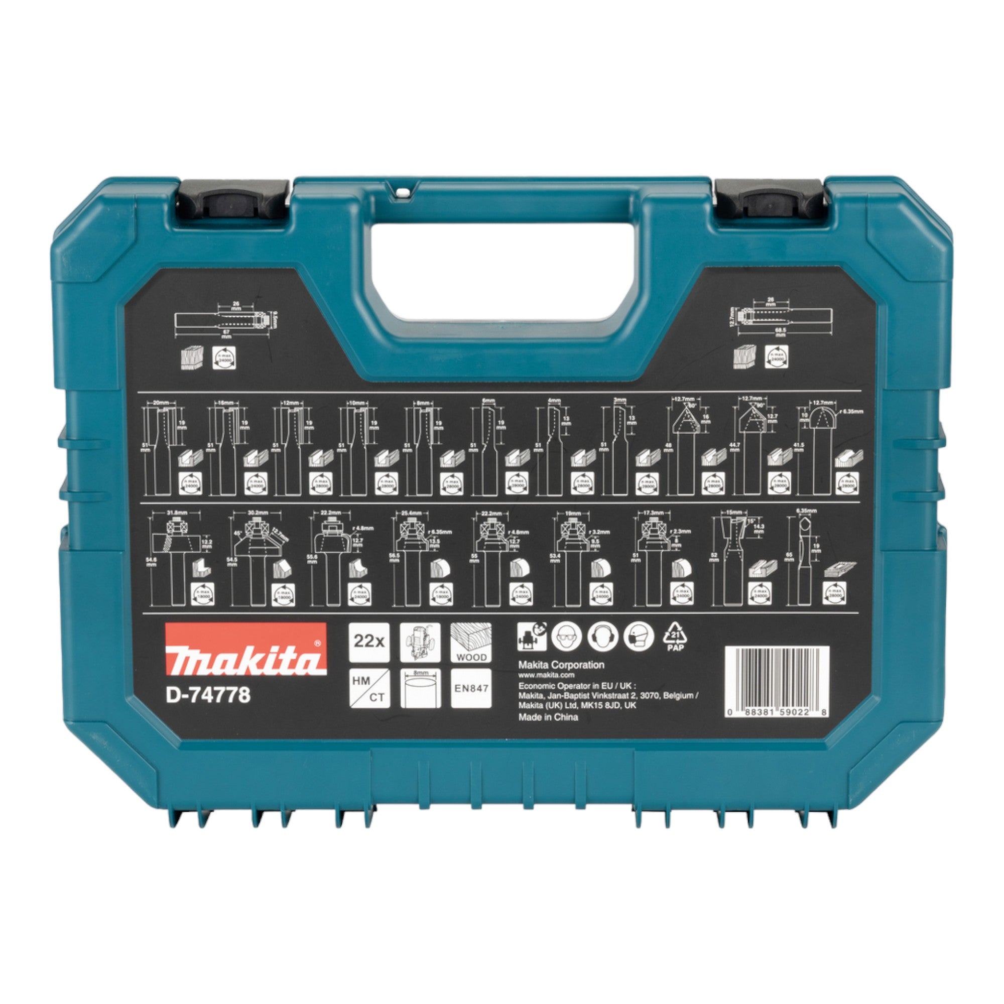 Makita Fraeser Set D 74778 22 tlg 8 mm Schaft fuer den Moebelbau Schreiner Tischlerarbeiten und Heimwerker 1 - toolbrothers