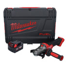 Amoladora angular de cabeza plana a batería Milwaukee M18 FSAGF125XPDB-501X 18 V 125 mm sin escobillas + 1x batería 5,0 Ah + caja HD - sin cargador