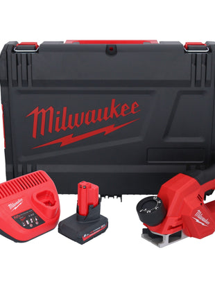 Cepilladora de batería Milwaukee M12 BLP-501X 12 V 51 mm sin escobillas + 1x batería 5,0 Ah + cargador + caja HD