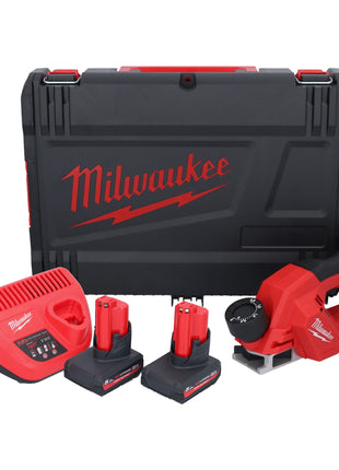 Cepilladora de batería Milwaukee M12 BLP-502X 12 V 51 mm sin escobillas + 2x baterías 5,0 Ah + cargador + caja HD