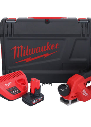 Cepilladora de batería Milwaukee M12 BLP-601X 12 V 51 mm sin escobillas + 1x batería 6,0 Ah + cargador + caja HD